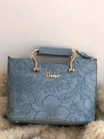 Sky Blue Embossed Handbag