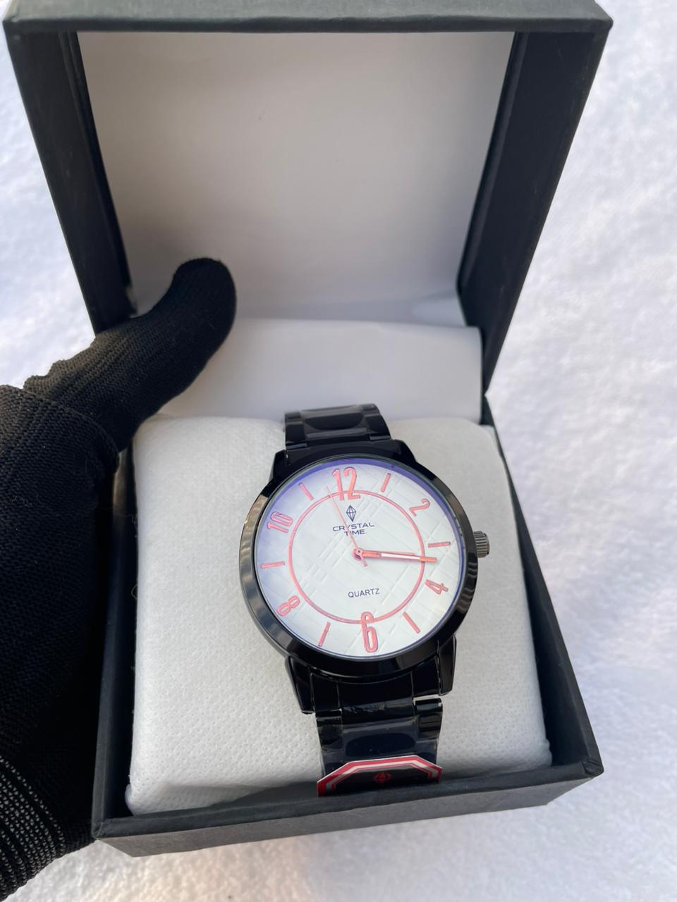 CRYSTAL TIME Chain Quartz Watch – Red Number Dial