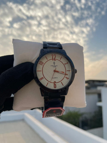 CRYSTAL TIME Chain Quartz Watch – Red Number Dial