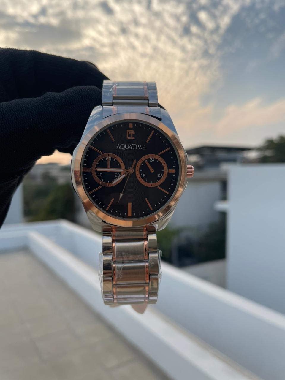 AQUATIME Two-Tone Luxury Chain Watch for Men – Chronograph Dial