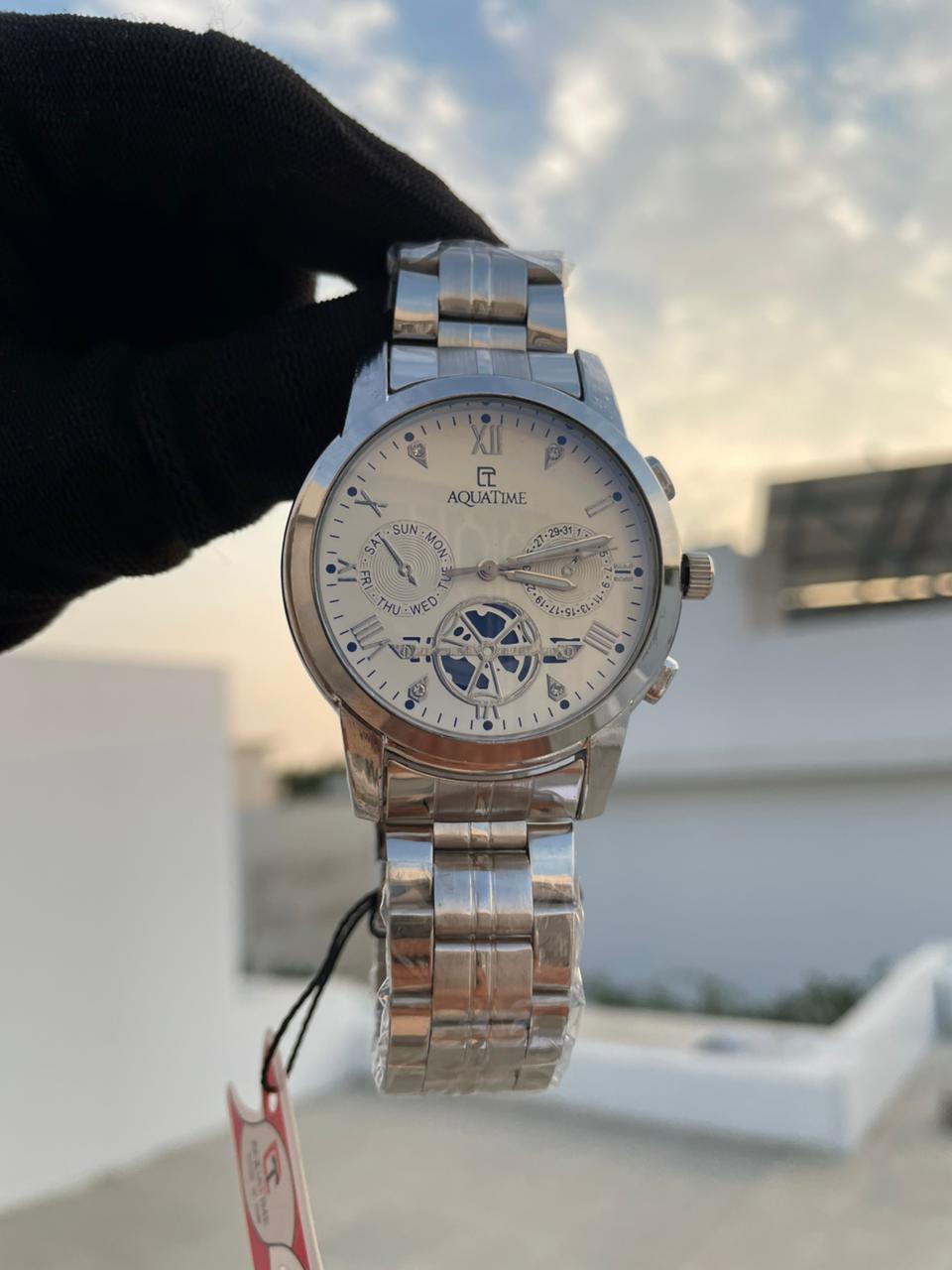 AQUATIME Two-Tone Luxury Chain Watch for Men – Chronograph Dial